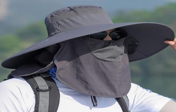 

outdoor flap cap protection for neck and face wide brim sunshade windproof quick drying fisherman bucket hat for hiking fishing7166091417, Black;white