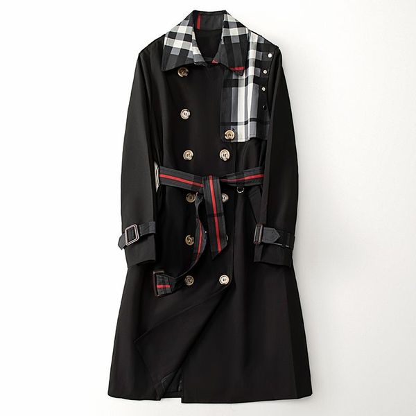 

designer luxury women trench coat jackets loose belt coat female casual long trenchs coat, Tan;black