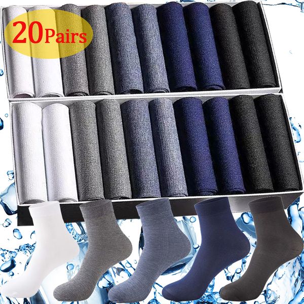 

mens socks 20pairs mens thin ice stocks summer sport breathable casual antislip socks elastic ice silk cool midtube business stockings 23072, Black