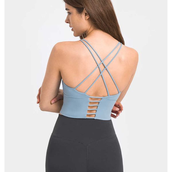 

lulu vest cross design sports lemon bras gather workout elastic quick dry gym tank bandage bra running shockproof camis woman