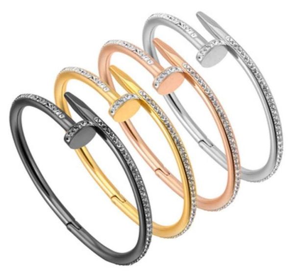 

nail bracelets women 18k gold plated love bangle bracelet full diamond bracelet jewelry for gift 16 19 two size with red dust bag14273172, Black