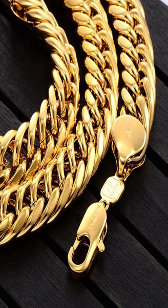 

epacket mens miami cuban link curb chain 24k yellow solid real fine gold gf necklace hip hop 11mm thick chain jayz r8360152, Silver