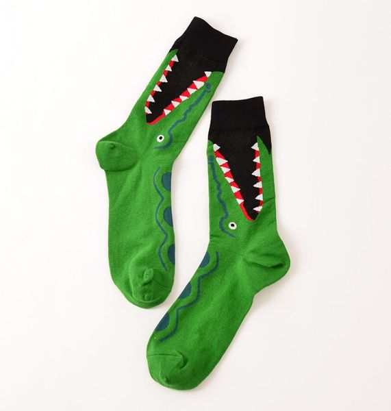 

men socks brand cartoon fish bone printed pattern cotton hip hop long happy funny sox harajuku designer calcetines meias male5096485, Black