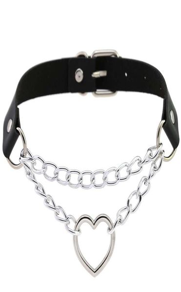 

dark gothic heart chain choker collar harajuku punk choker women girls black leather chocker emo kawaii witch jewelry6514699, Golden;silver