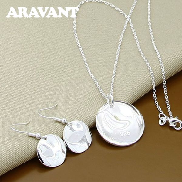 

wedding jewelry sets 925 silver round pendants necklaces earrings set for women fashion 230729, Slivery;golden