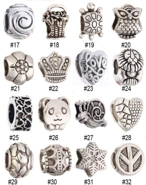 

alloy loose beads bohemian big hole charms european diy jewelry animals owl round style loose beads for jewelry making 136 styles 9658851, Black