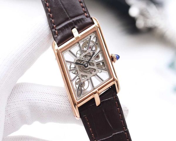 

luxury men skeleton watches carter tank watch 47.15 x 26.2mm af48 tw factory shuperb high-end quality mechanical uhr montre de luxe, Slivery;brown