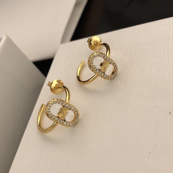 

designer celinity earrings luxury stud women charm triomphe earring retro pearl jewelry fashion accessories nz02, Golden