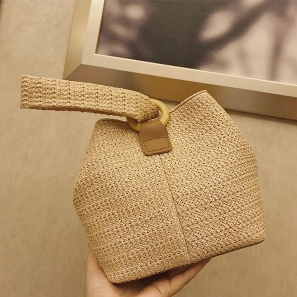 

evening bags casual linen straw rattan women handbag wicker woven shoulder crossbody bag summber beach bali purses lady small tote 230729