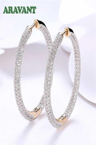 

925 silver 34mm 18k gold circle hoop earrings for women fashion wedding jewelry 220119195k5781075, Golden;silver