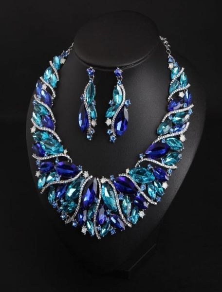 

fashion bridal jewelry sets wedding necklace earring for brides party prom costume accessories decoration women d1810100383710513600361, Silver