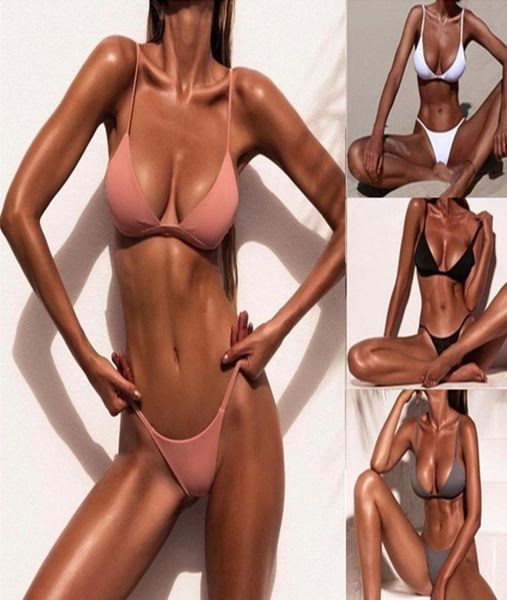 

2020 women bikini swimwear sports swimsuit brazilian micro bikinis women bikini deep push up bandage beachwear4986641, White;black