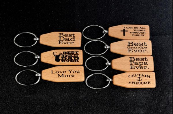 

wooden keychain papa dad grandpa love you ever wood keychain keyrings ring holder tag family member jewelryp2066449, Slivery;golden