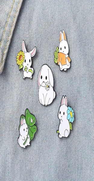 

korean cartoon rabbit dog brooches alloy paint animal hug flower carrot badge jewelry accessories cowboy backpack clothes l6362547, Gray