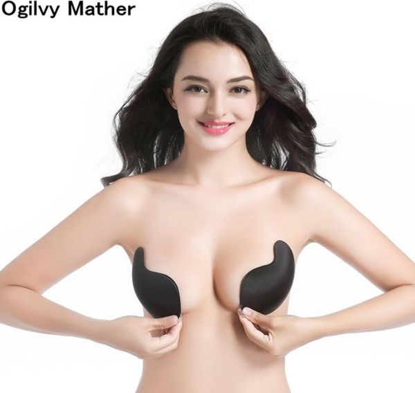 

women silicone invisible bra fly bra adhesive bra seamless floral dot push up bras adhesive gather strapless lady bralette c14755488, Red;black