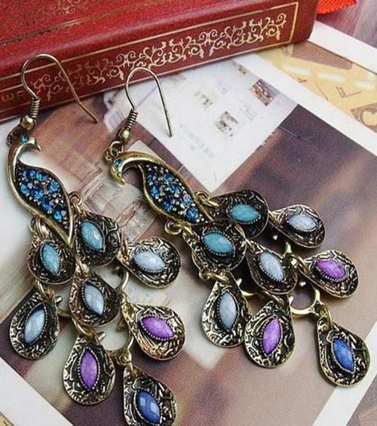 

dangle chandelier peacock style earrings fashion women039s ornaments vintage jewelry national6799719, Silver