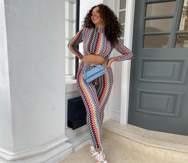 

spring printed stand collar hip raise skinny pants set017559687026113, White