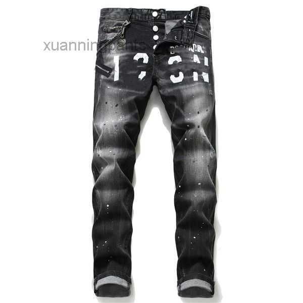 

jeans pants linen hip men jeans ripped biker slim fit denim zsue, Blue