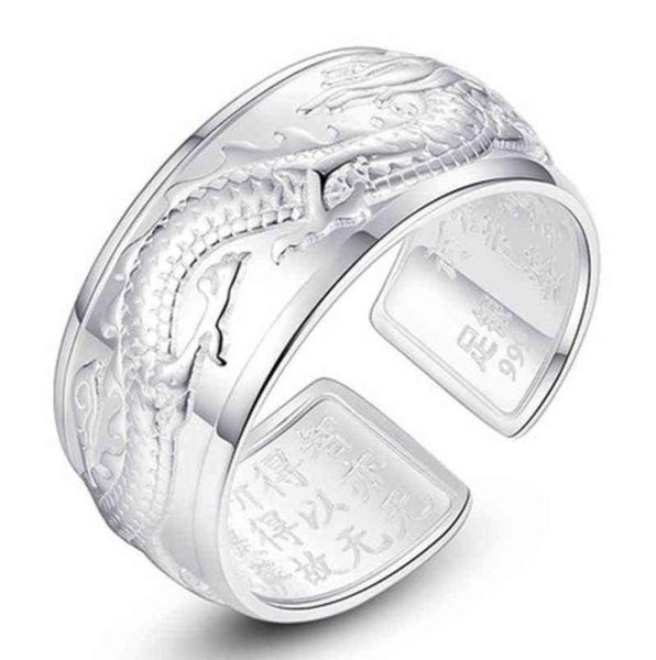 

new s925 sterling silver original flying dragon japanese big nonmosaic aristocratic domineering open adjustable men039s ring h35753726838, Golden;silver