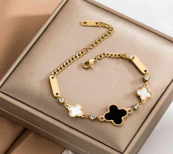 

clover bracelet women039s 18k rose gold titanium steel bracelet fashion jewelry pendant9822942, Black