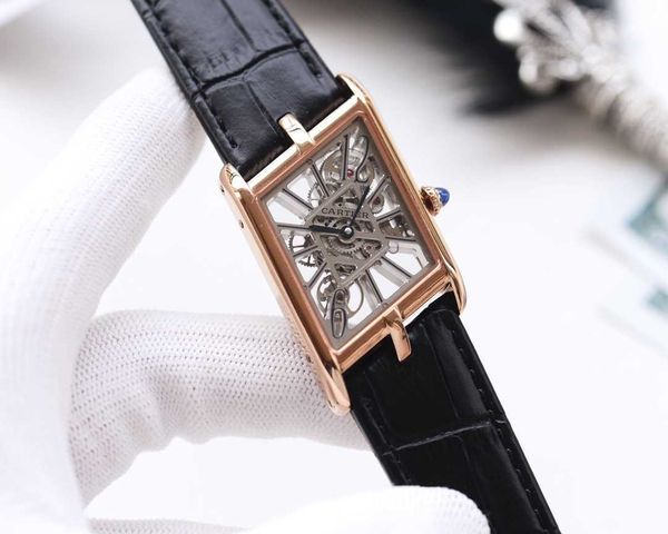 

luxury men skeleton watches carter tank watch 47.15 x 26.2mm inmf tw factory shuperb high-end quality mechanical uhr montre de luxe, Slivery;brown