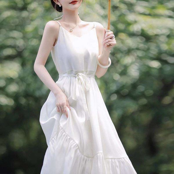 

yayun| a little sweet| waist fitting white halter dress summer style lace for women, Black;gray