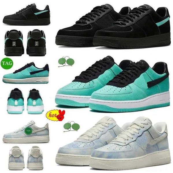 

2023 tiffany and co x airforce 1 designer shoes black blue with box forces 1s low casual platform sneakers af1 multi color dz1382-001 mens w