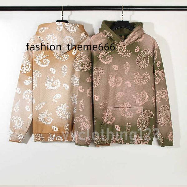 

male and female couples style high street hip hop cashew flowers full print vintage mud prints do old hoodie trend kaneyees designer persona, Black