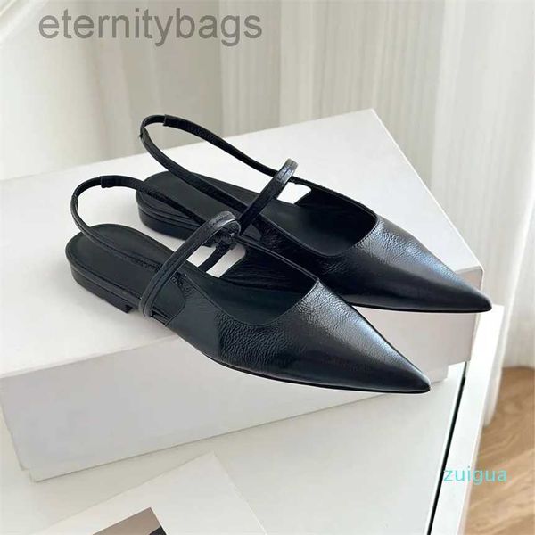 

toteme designer high heeled sandals women pointed shoes professional formal shoes leather shallow mouth back strap black 4tn2