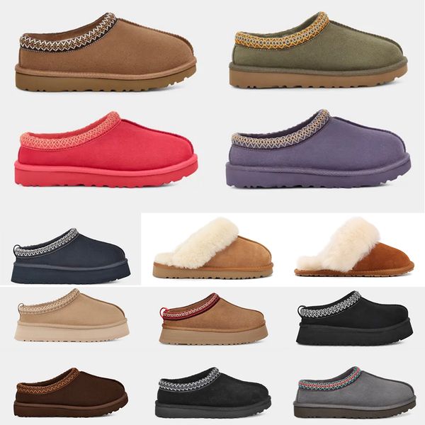 

boots designer women tasman sheepskin slippers lady tazz boots suede chestnut fur sides ultra mini platform boot booties luxury slip-on uppe, Black