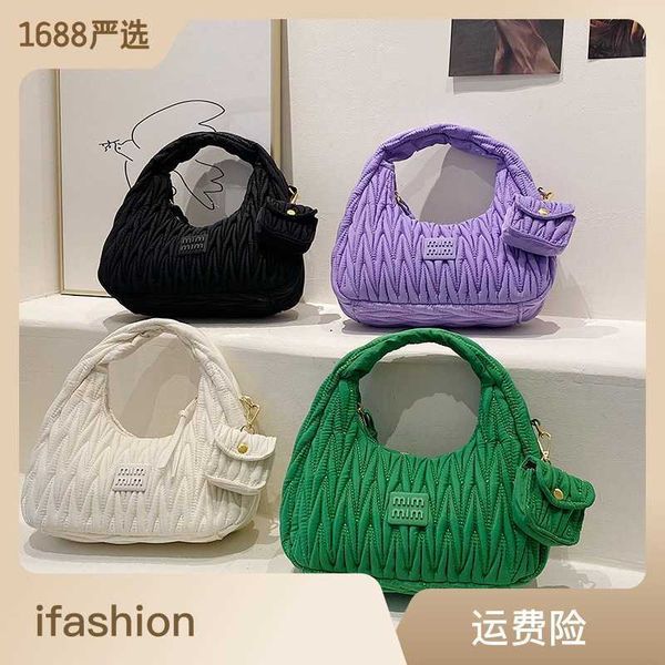 

designer miui tote bag texture pleated underarm bag handbag minimalist bag women 9112