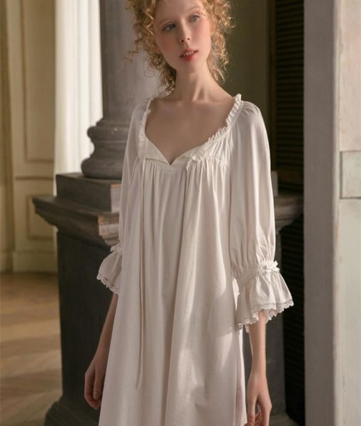 

cotton nightgown women sweet lovely sleepwear white nightgown spring autumn leisure fashion cotton sleepwear original y2004255012468, Black;red