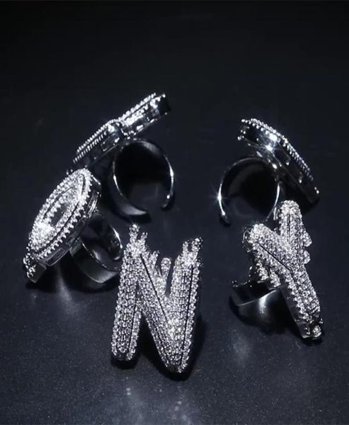 

hiphop rapper ring for men new fashion hip hop gold silver bling cz az letter ring bling cubic zirconia mens ice out jewelry2797477