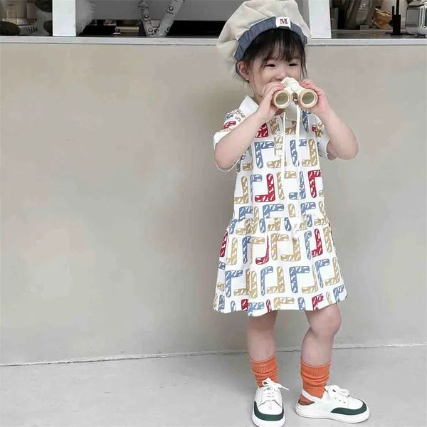 

baby girls designer dress kids luxury clothing sets girls skirt childrens classic clothes sets girls letter dresses polo dress dhgate, Red;yellow