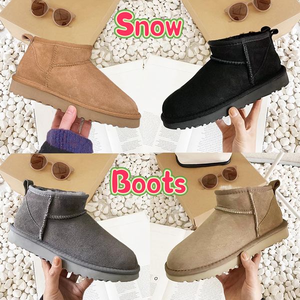 

luxury australia uggit snow boots classic ultra mini tazz suede disquette shearling platform slippers chestnut winter ankle suggested bootie, Black