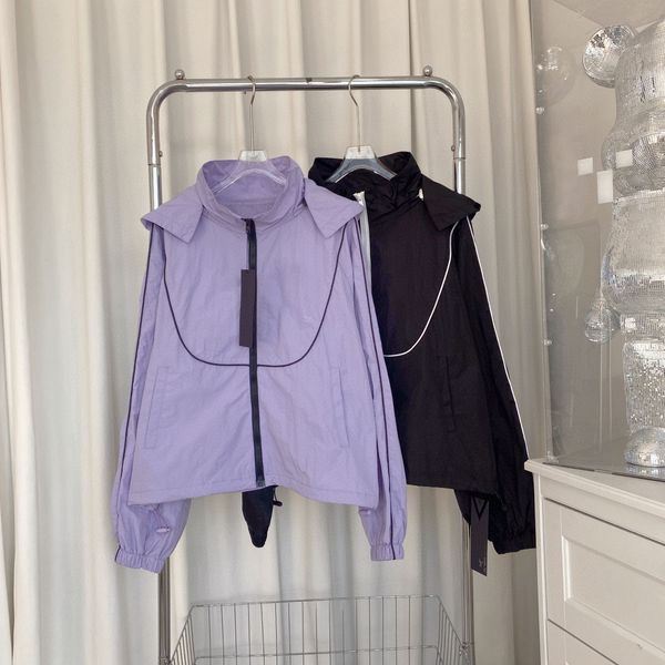 

a02 designer fashion runway spring autumn vintage pink color hooded jacket coat women's lantern sleeve straight jacket, Black;brown