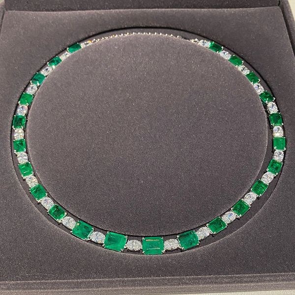 

strands strings qtt vintage charm luxury 925 sterling silver columbia emerald necklace for women banquet party chokers fine jewelry gift 230, Black