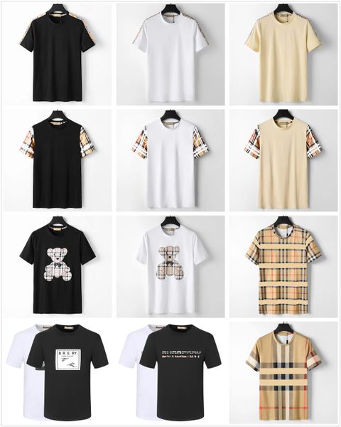 

designer men's polot shirt black and white checked stripes brand pony luxury short sleeve stitching 100% cotton classic embroidery casu, White;black