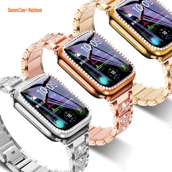 

with Apple Compatible Watch Band Case 40mm for Apple Watch Series 8 7 6 5 4 3 2 SE Bling Cases Crystal Diamond Protective Cover Bumper for 38mm 40mm 41mm 42mm s mm 1mm mm, Pink