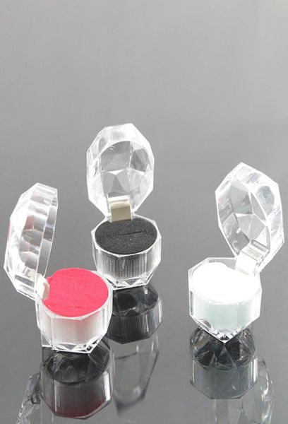 

50pcslot earrings display boxes storage organizer package case transparent clear acrylic crystal ring jewelry box6053530, Black;white