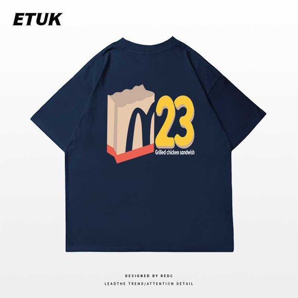 

galleries american high street fashion brand funny mcdonald's short sleeve men's summer loose hip hop heavyweight cotton couple t-, White;black