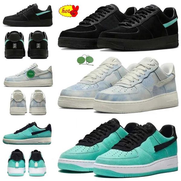 

2023 r airforce 1 one low men women running shoes sneakers af1 tiffany blue black multi color dz1382-001 mens trainers sports platform train
