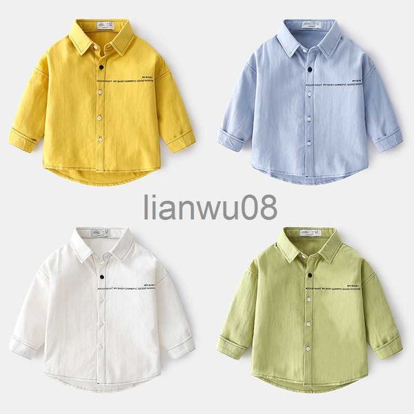 

kids shirts 2020 spring new boys' long sleeve shirt children's lapel kids pure cotton baby boys cardigan x0728, White;black