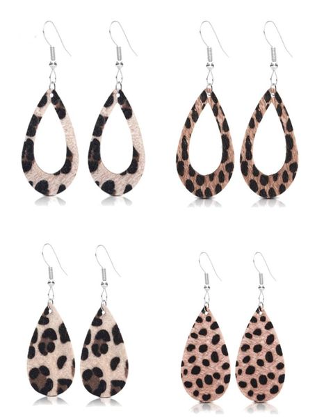 

leopard print genuine leather drop earrings for women caramel leopard cheetah print dangle drop teardrop leather earring3089048, Golden;silver