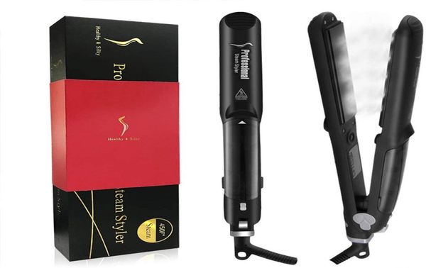 

steam hair straightener flat iron tourmaline ceramic professional hair straightener culer salon steam hair iron drop 6146093, Black