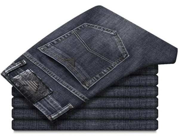 

new autumn men039s cotton jeans slim elastic italy eagle brand fashion business trousers classic style winter jeans denim pants1735579, Blue