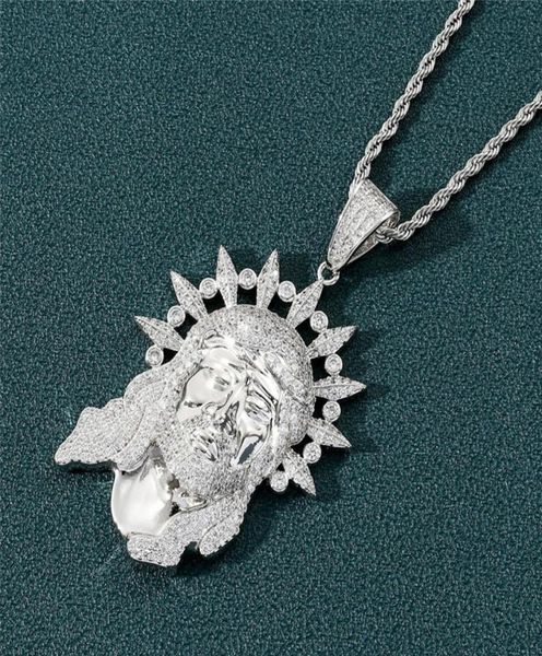 

new style jesus head pendant necklace gold silver plated with tennis chain rope chain for men women9658018