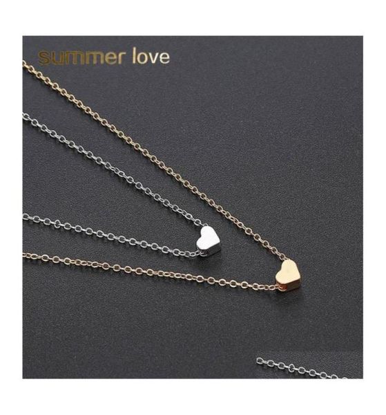 

pendant necklaces classic clavicle chain necklace small love heart for women girl gold sier choker party wedding jewelry drop deli8603931, Silver