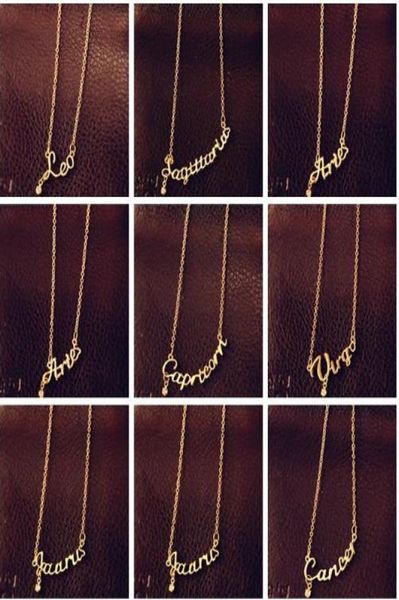

on fashion jewelry 12 zodiac signs letter pendants necklace cavicle necklace ariestaurusgemini with alloy material7898327, Silver