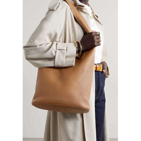 

evening bags solid color cowhide contracted large capacity the row litchi grain single shoulder bucket bag niche high sense